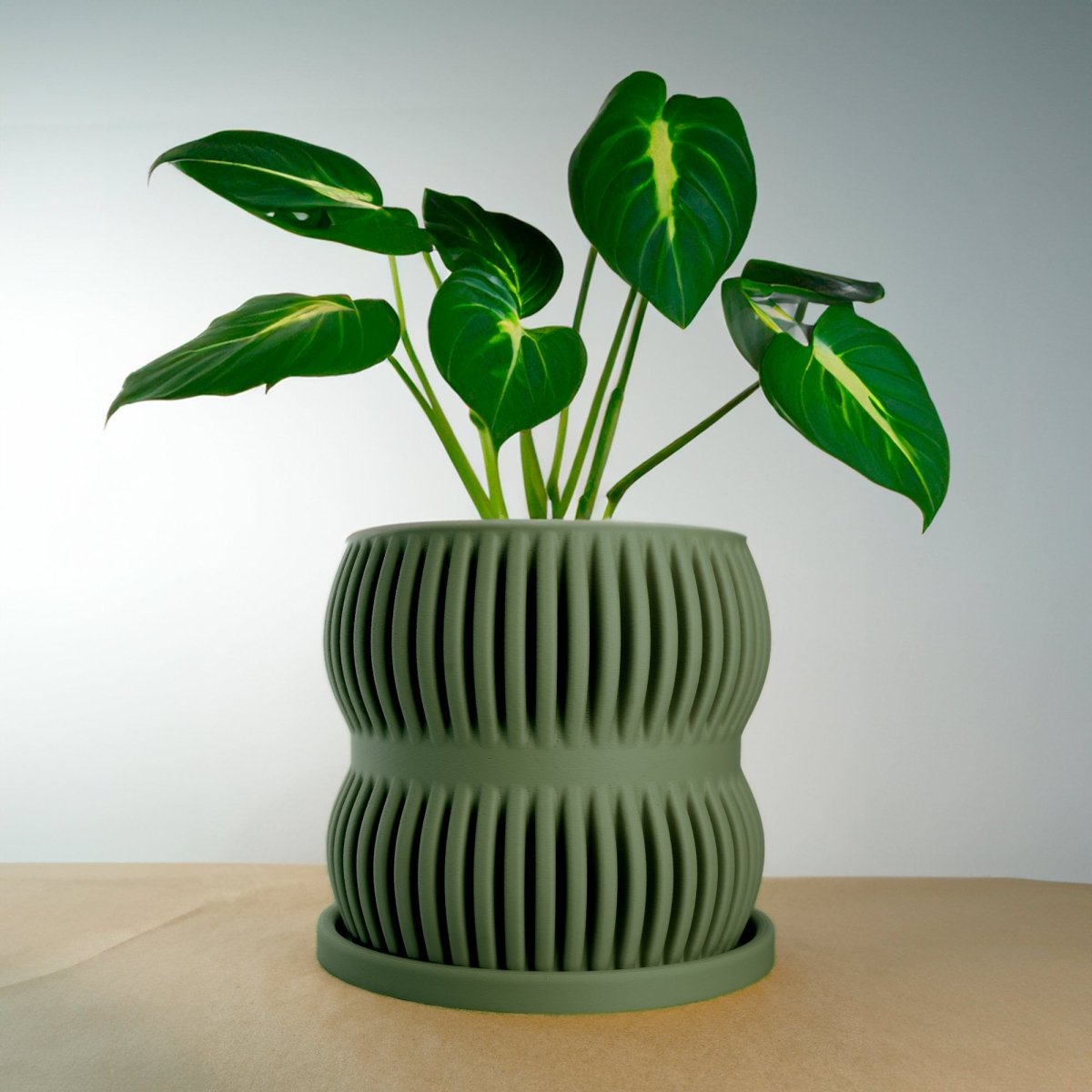 Rosebud HomeGoods Ribbed Plant Pot - 3D Printed PLA Matte Planter with Drainage
