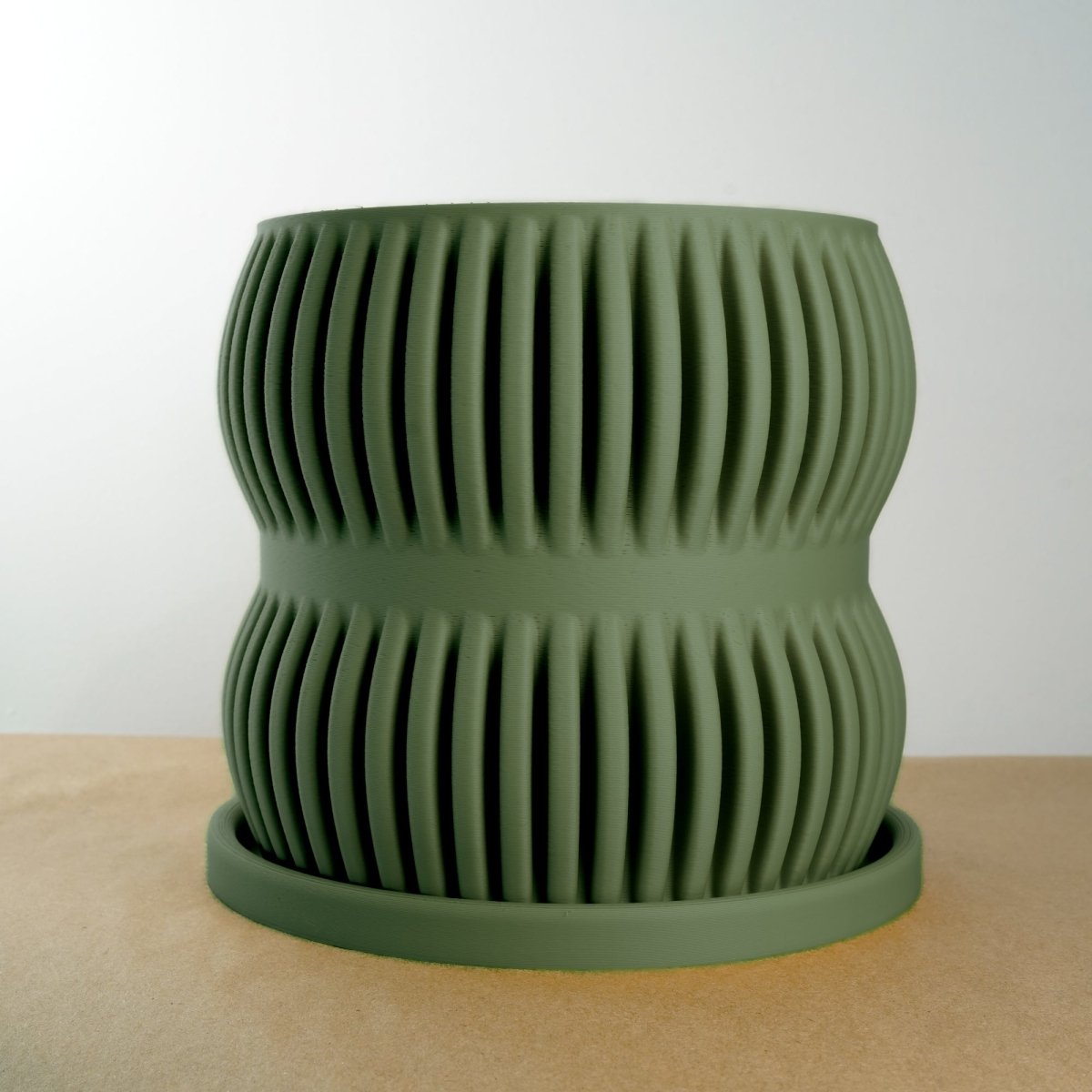 Rosebud HomeGoods Ribbed Plant Pot - 3D Printed PLA Matte Planter with Drainage