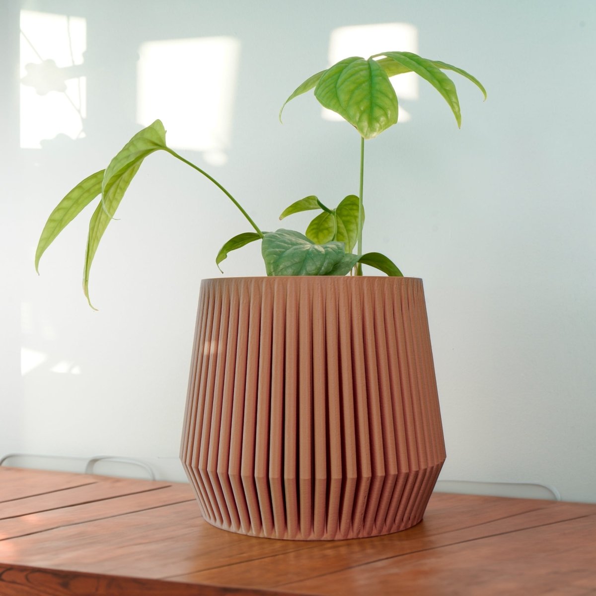 Rosebud HomeGoods Stratos Ribbed PLA Planter - 3D Printed Pot with 35 Drainage Holes