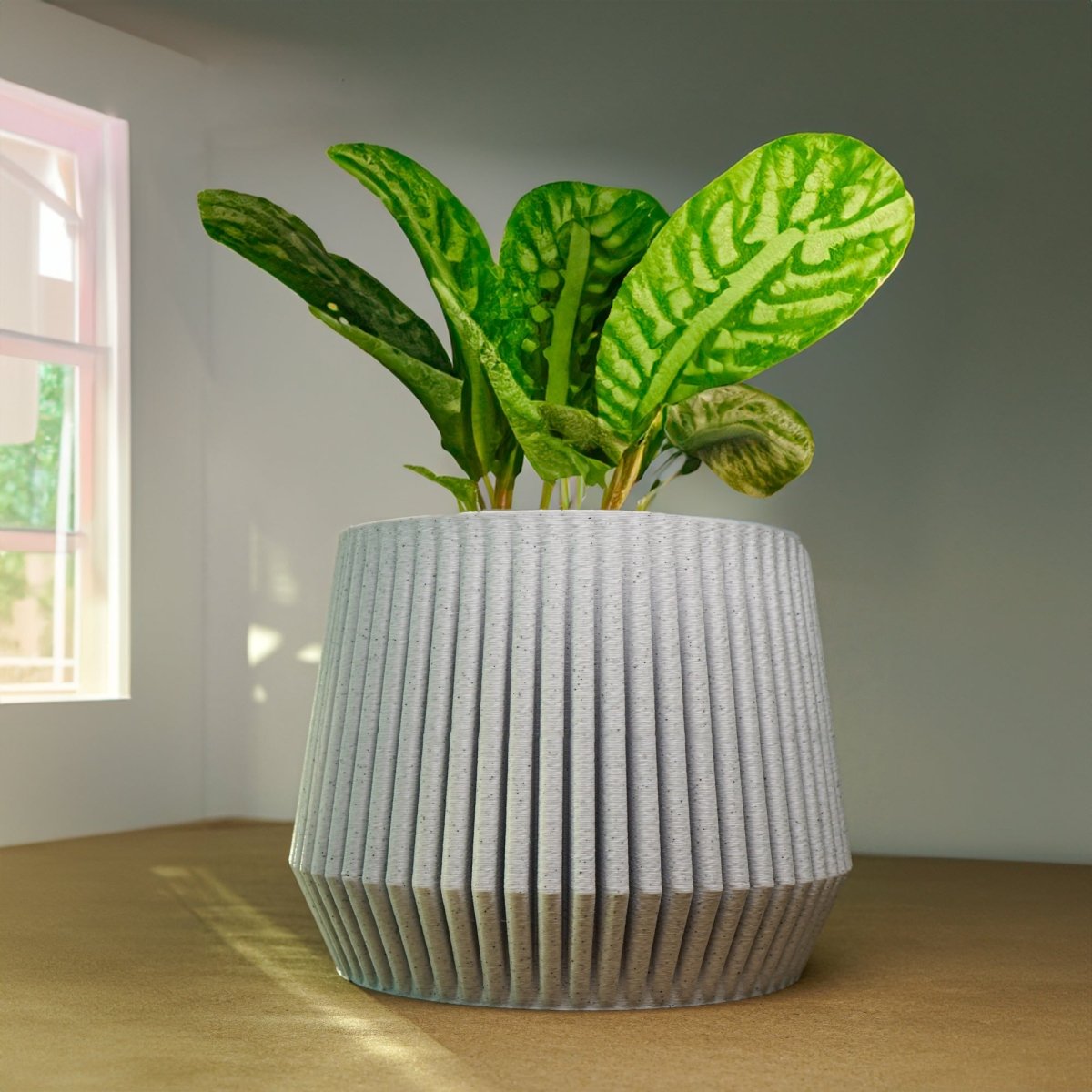 pla plant pot Stratos Modern Plant Pot with Drainage, 3D Printed Planter Pot Unique Modern Ribbed Design, Lightweight Stratos Rainbow / 4 Inch
