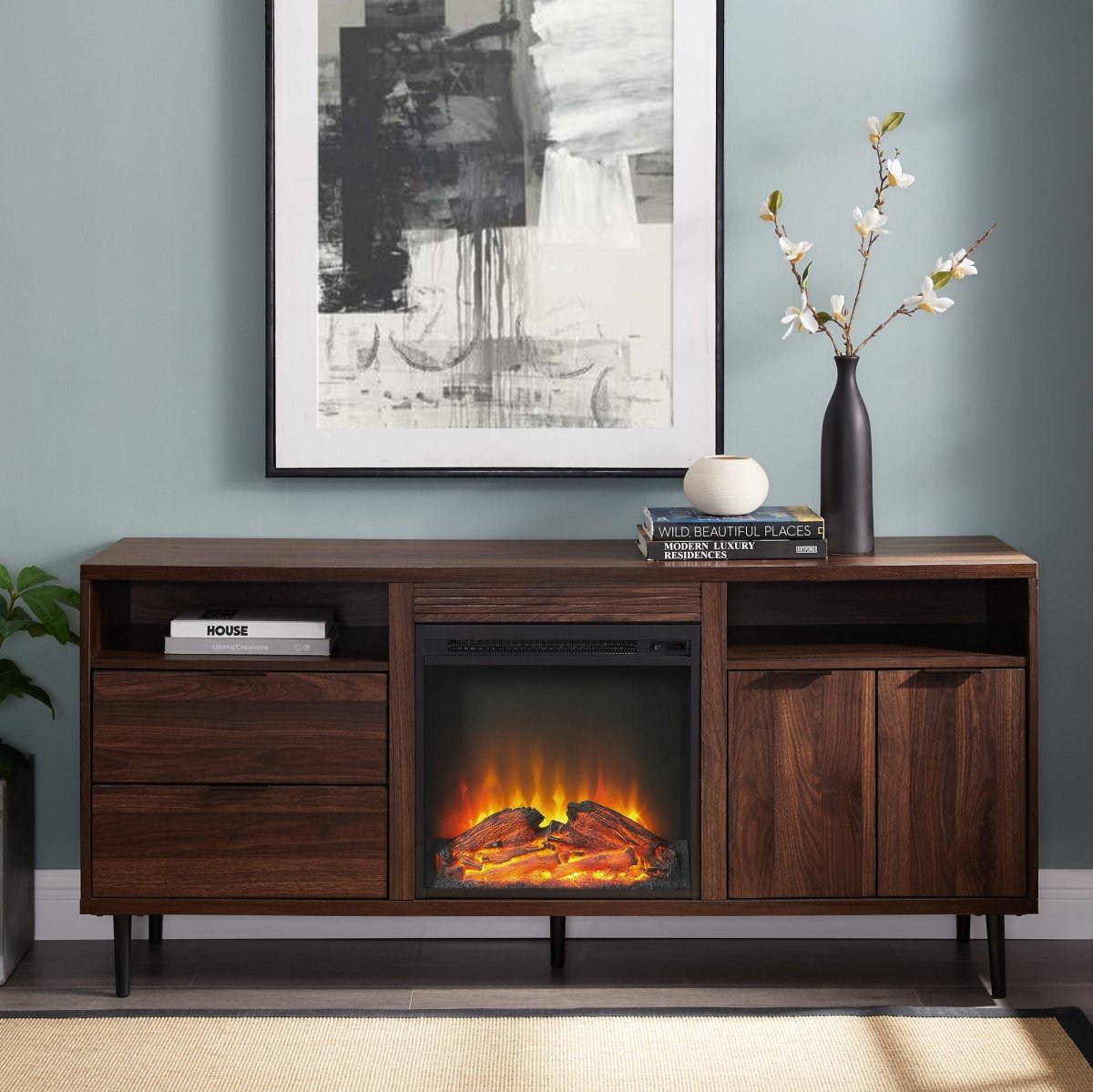 Walker Edison Roth Fireplace Console - lily & onyx