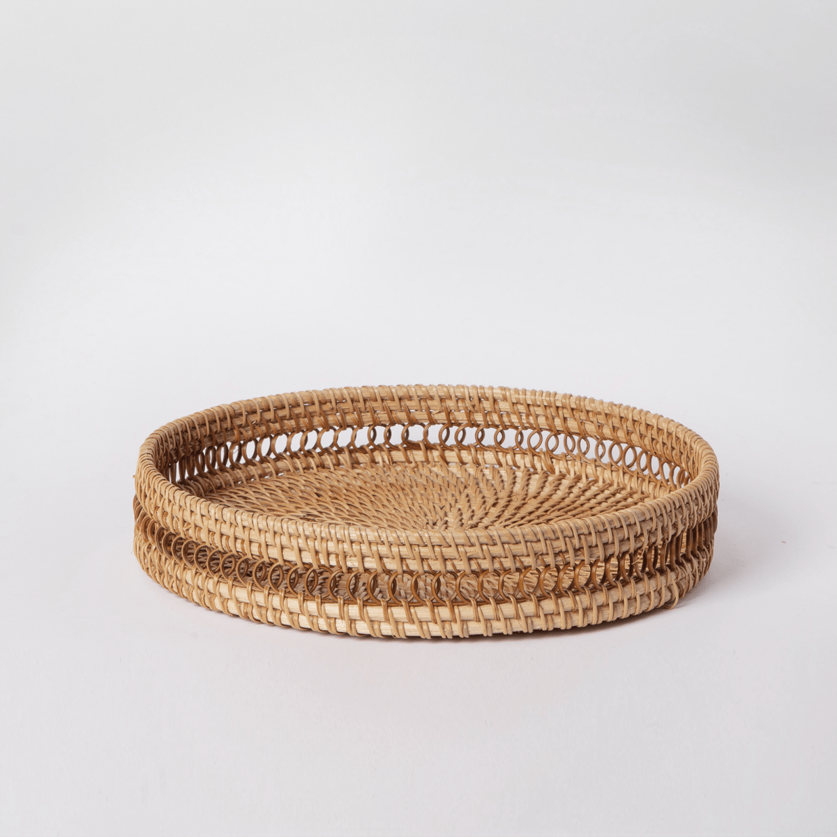 Porto Boutique Round Handwoven Rattan Serving Tray