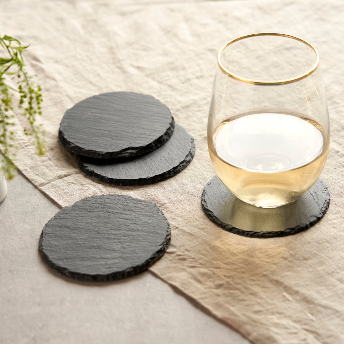 Twine Living Round Slate Coasters, Set of 4