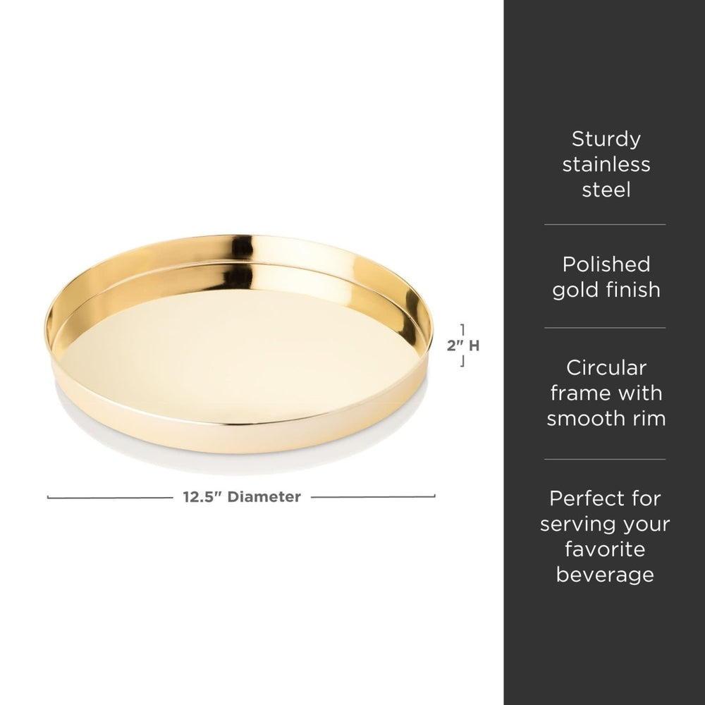 
                      
                        Viski Round Stainless Steel Serving Tray, Gold - lily & onyx
                      
                    
