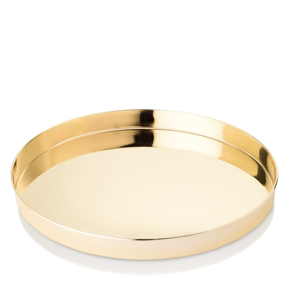 Viski Round Stainless Steel Serving Tray, Gold - lily & onyx