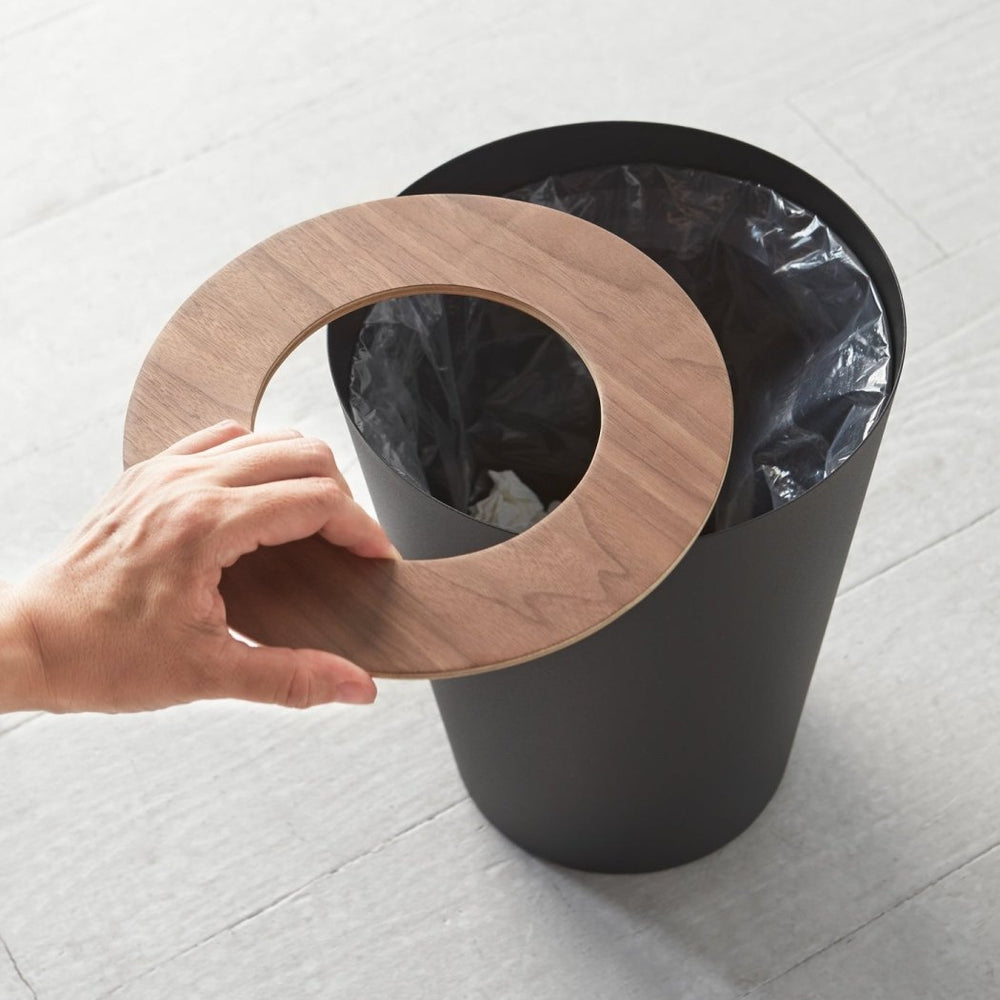 
                      
                        Yamazaki Home Round Steel Trash Can with Wood Lid - lily & onyx
                      
                    