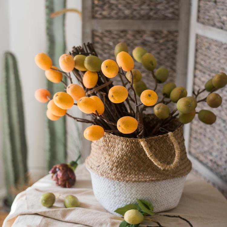 Rustic Reach 26" Artificial Pipa Fruit Stem - Latex Coated Loquat Branch