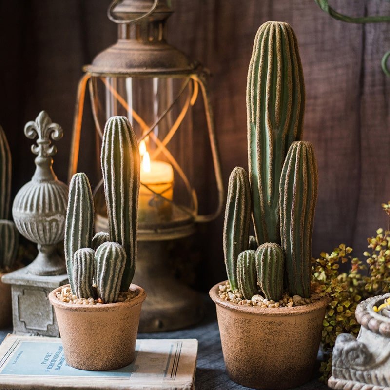 Rustic Reach Artificial Faux Cactus in Brown Pot