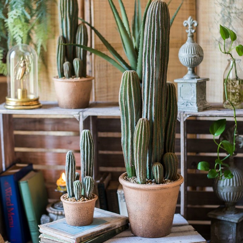 Rustic Reach Artificial Faux Cactus in Brown Pot