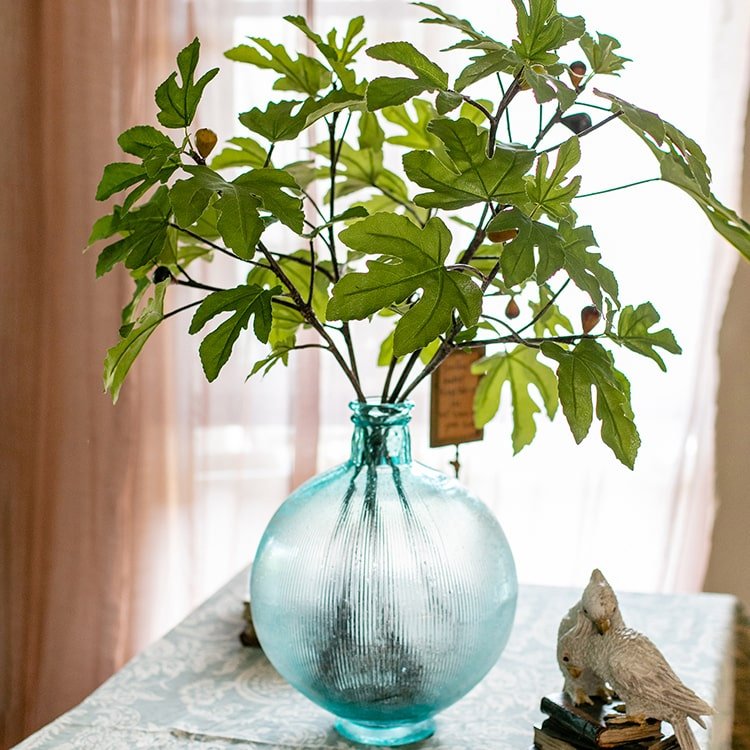 Rustic Reach Artificial Fig Leaf Stem 38 - 55" - Faux Silk Greenery Handmade