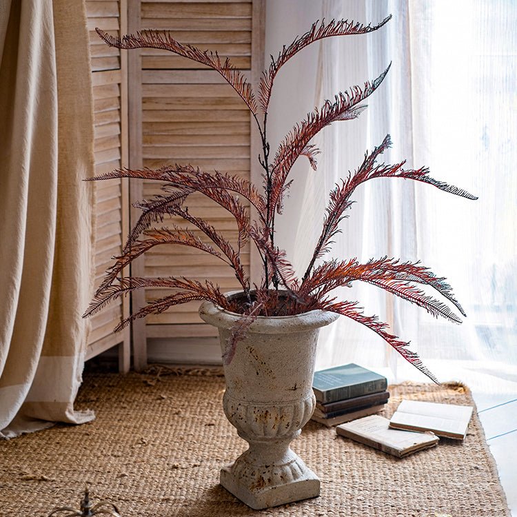 Rustic Reach Artificial Red Brown Fern Stem 48" - Plastic Fall Foliage Branch