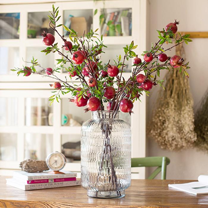 Rustic Reach Artificial Red Pomegranate Stem 36" Tall - 5 Fruit Branch