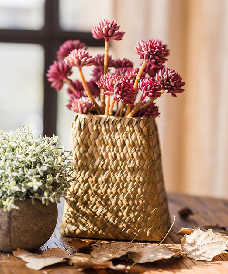 Rustic Reach Artificial Red Succulent Stem - Realistic Faux Plant Decor 13 Inch