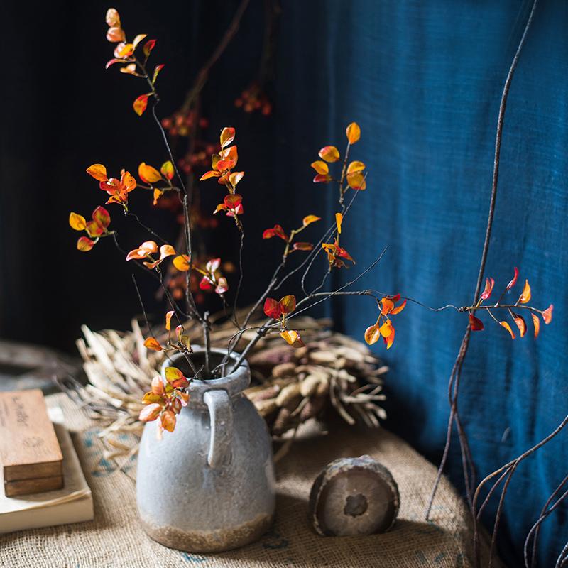 Rustic Reach Artificial Red Vine Leaf Stem - Faux Fall Foliage Branch