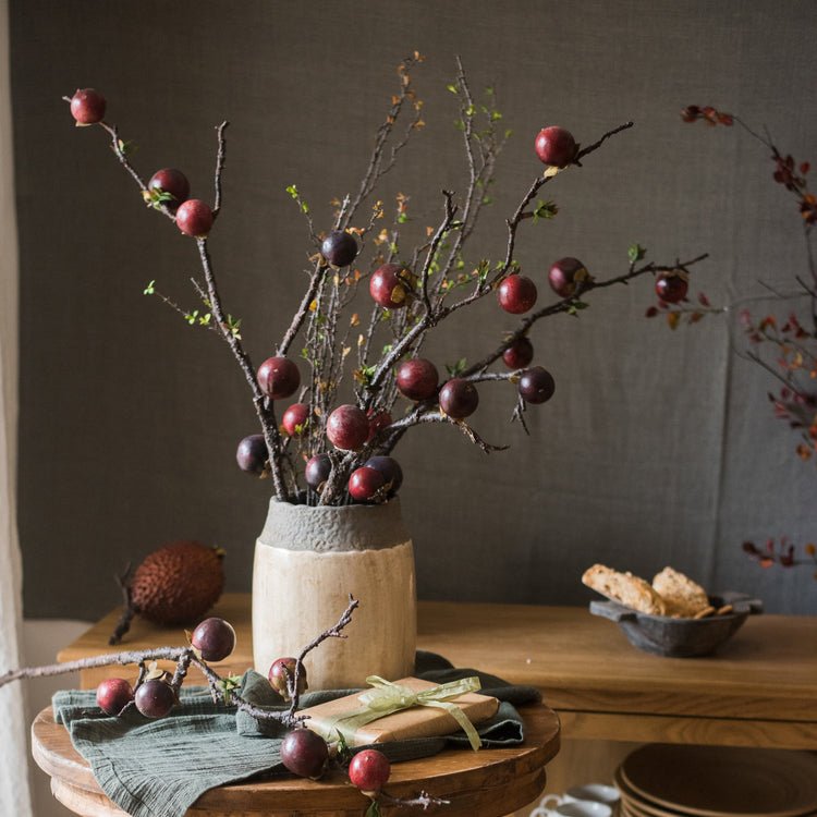 Rustic Reach Artificial Silk Passion Fruit Stem 37" - Dark Red Faux Fruit Branch