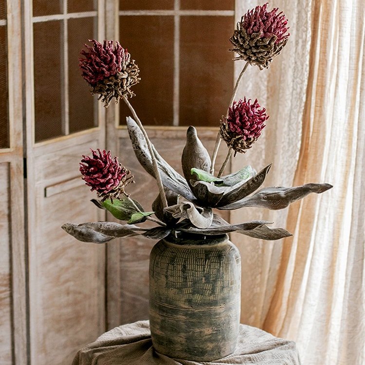Rustic Reach Artificial Tall Stem Flower Mulan Thistle 43" Tall