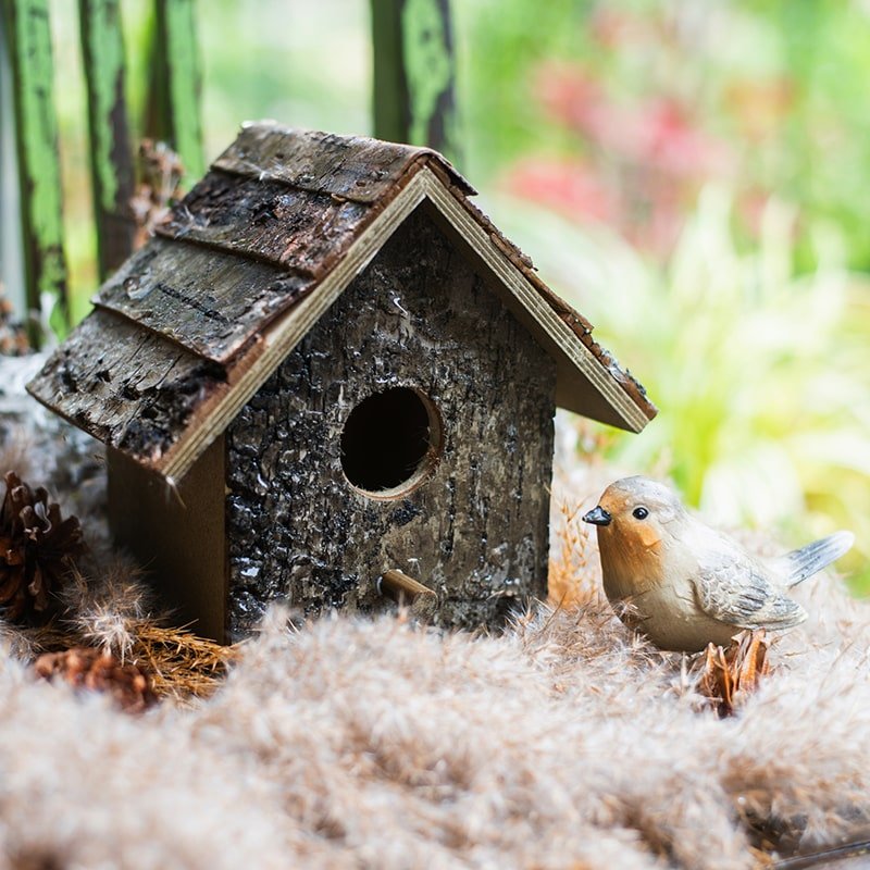Rustic Reach Birch Wood Decorative Bird House