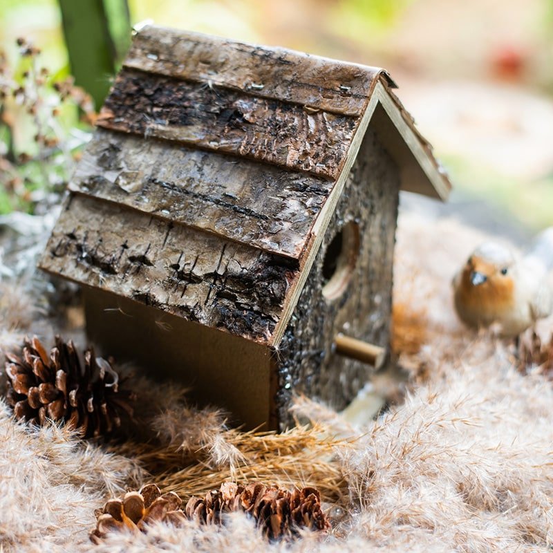 Rustic Reach Birch Wood Decorative Bird House