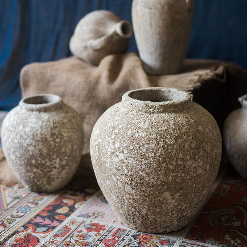 Rustic Reach Cement Pot Pompeii Style Handmade Art Jar Pot
