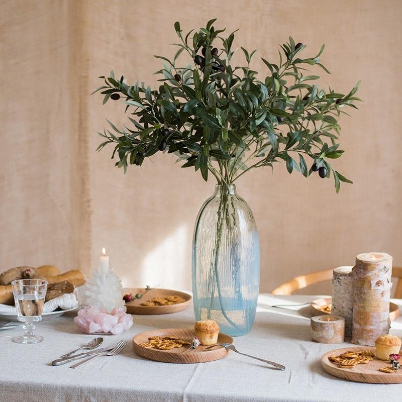 Rustic Reach Faux Olive Branch Stem 41" - Realistic Silk Greenery with Olives