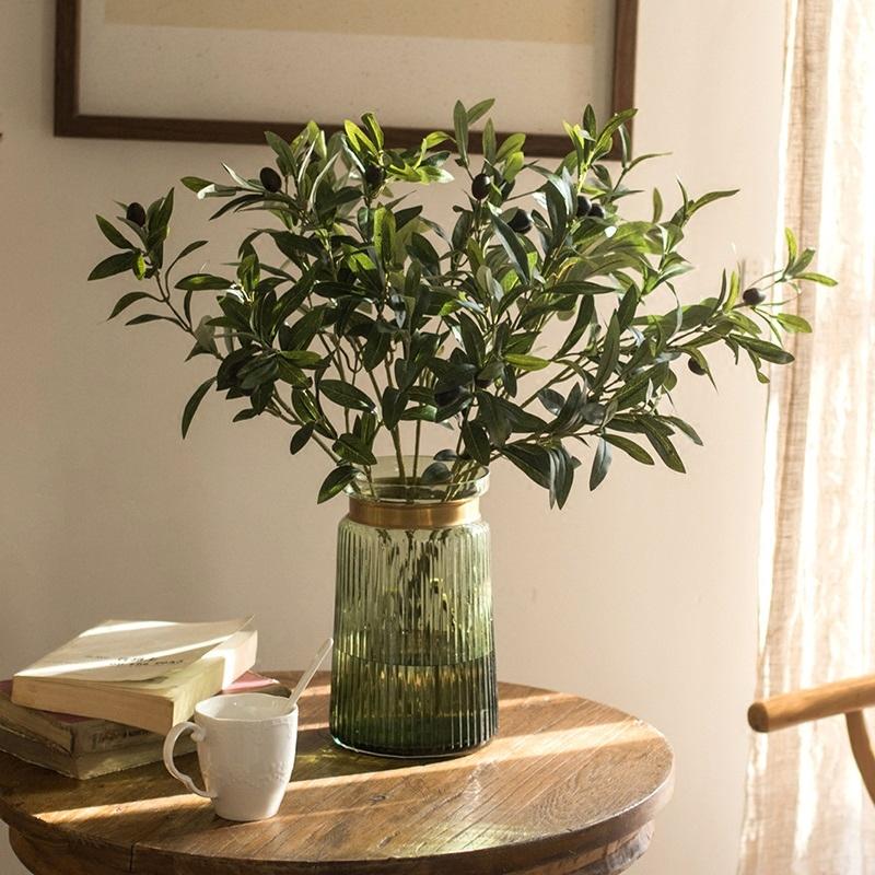 Rustic Reach Faux Olive Stem 28" - Artificial Olive Branch with Fruit Green