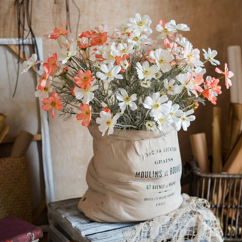 Rustic Reach Faux Silk Artificial Cosmos Stem in Orange or White 24" Tall