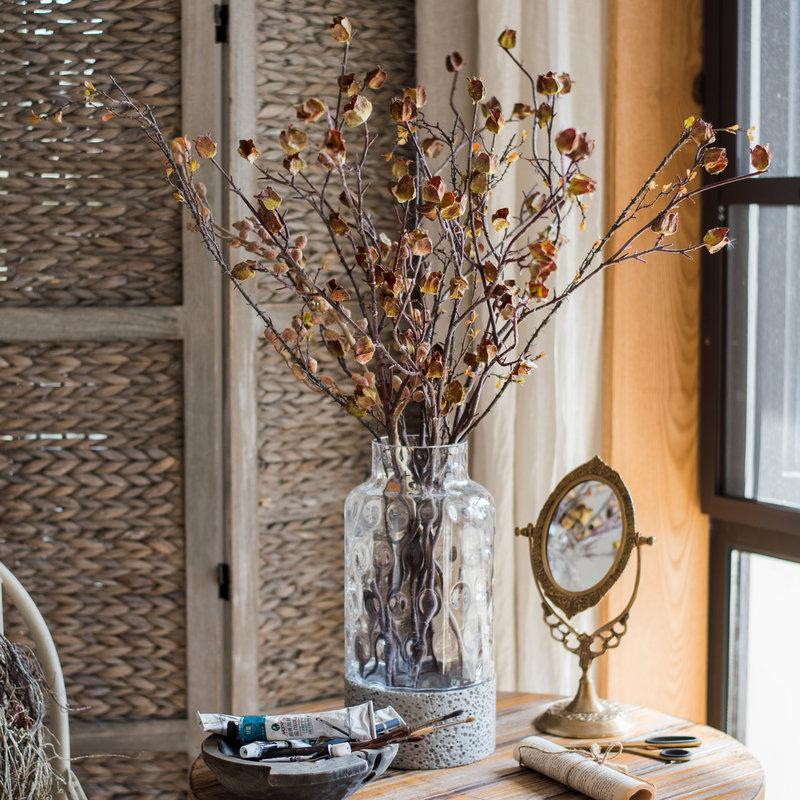 Rustic Reach Faux Silk Artificial Hibiscus Flower Stem Dry 35.4" Tall