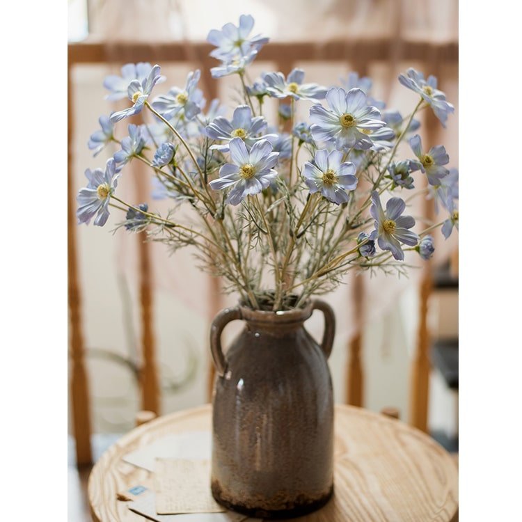 Rustic Reach Faux Silk Cosmos Stem in Blue 24" Tall
