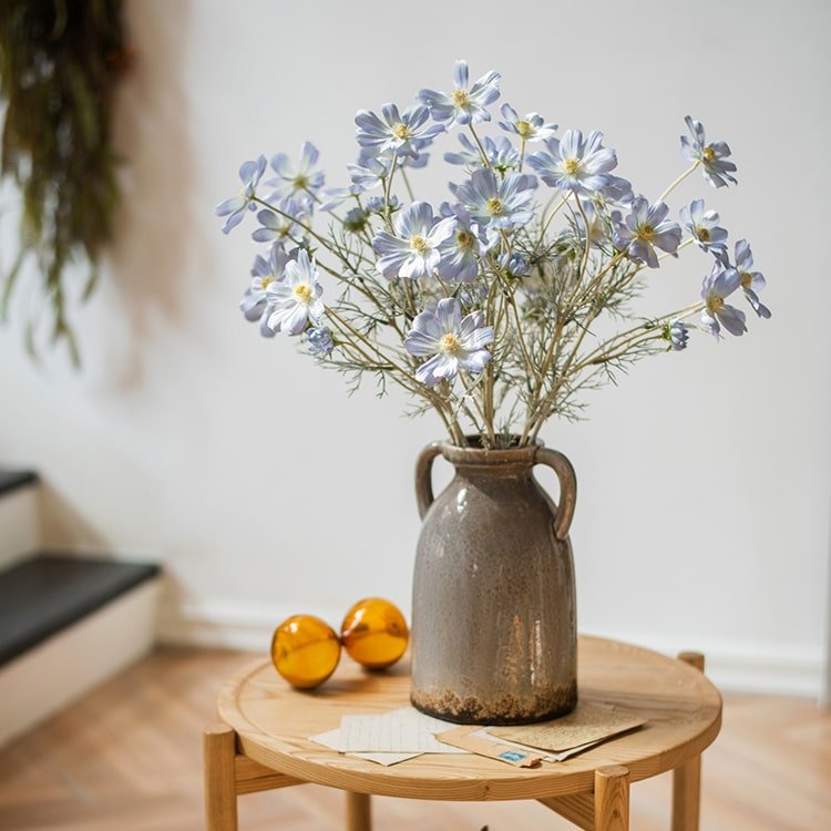 Rustic Reach Faux Silk Cosmos Stem in Blue 24" Tall