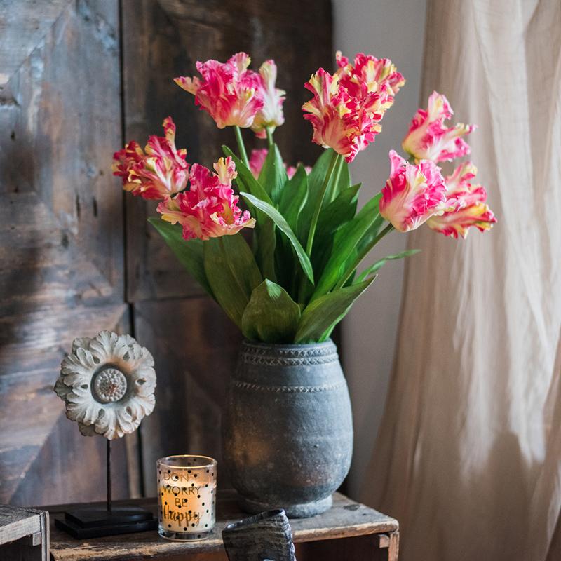 Rustic Reach Faux Silk Flower Flame Tulip Stem 24" Tall