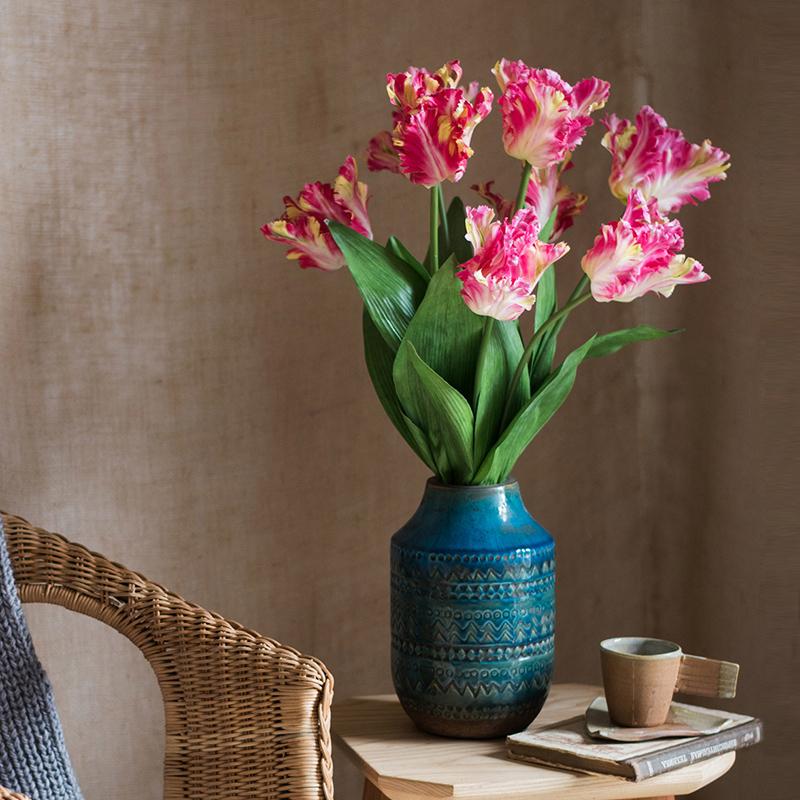 Rustic Reach Faux Silk Flower Flame Tulip Stem 24" Tall