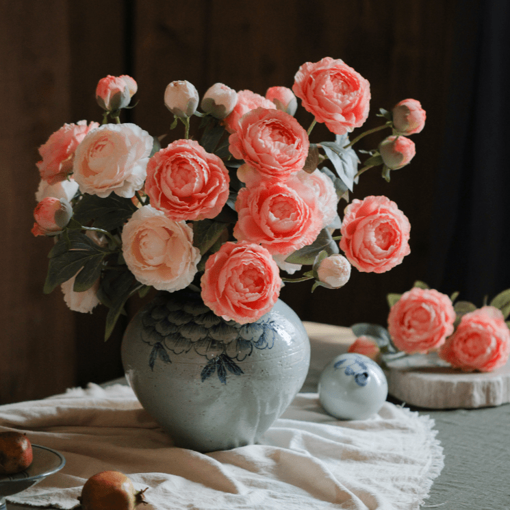 Rustic Reach Faux Silk Peony Stem 27" Tall Artificial