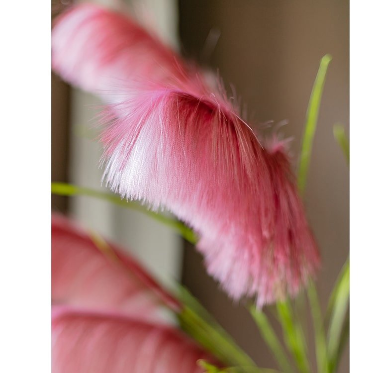 Rustic Reach Faux Silk Pink Pampas Grass Stem 45" - Realistic Reed Plumes