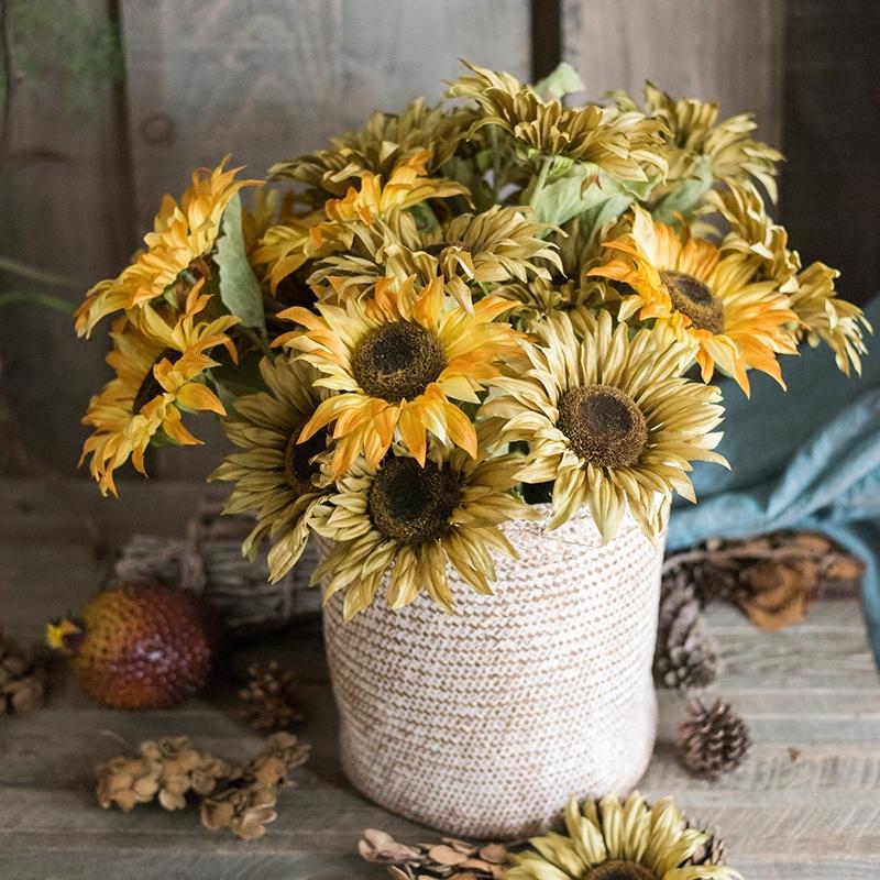 Rustic Reach Faux Silk Sunflower Bunch - Van Gogh Yellow 21" | 5 Stems