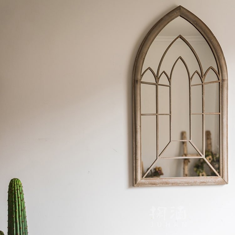 Rustic Reach French Country Iron Mirror - Beige Frame - 24x44 Vertical Wall Mirror