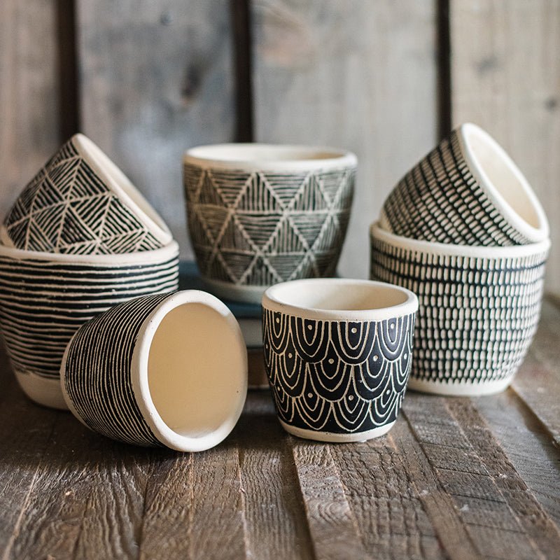 Rustic Reach Geometric Art Concrete Flower Pot