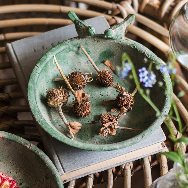 Rustic Reach Green Iron Tray Bird Decorative Tray