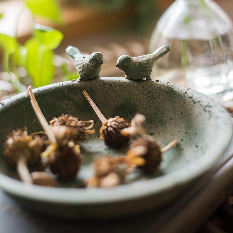 Rustic Reach Green Iron Tray Bird Decorative Tray