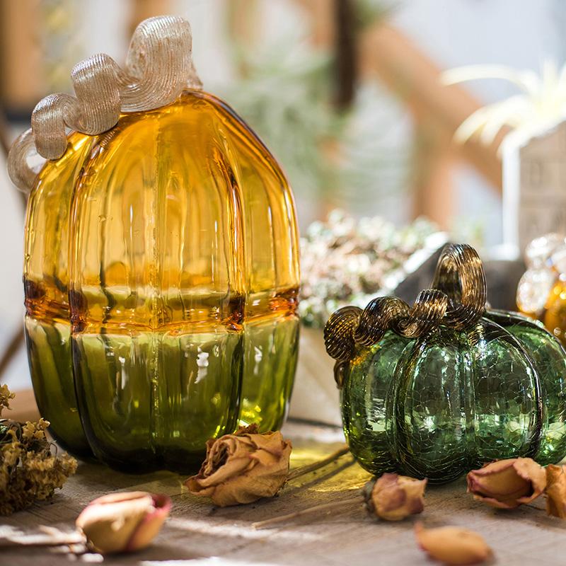 Rustic Reach Handblown Glass Pumpkin Decor - 6 Sizes Artisan Fall Accents