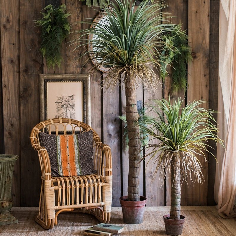 Rustic Reach Handcrafted Silk Moroccan Palm Tree - Faux Plant with Pot