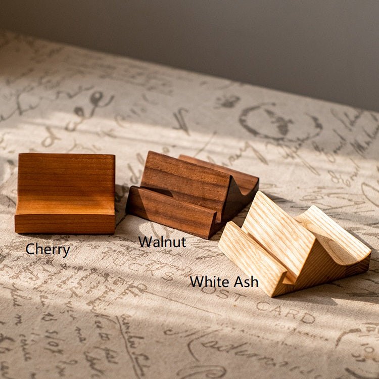 Rustic Reach Handcrafted Solid Wood Phone Stand - Ash Cherry Walnut Holder