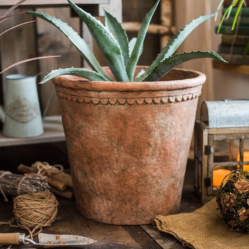 Rustic Reach Large Terracotta Red Concrete Planter Pot