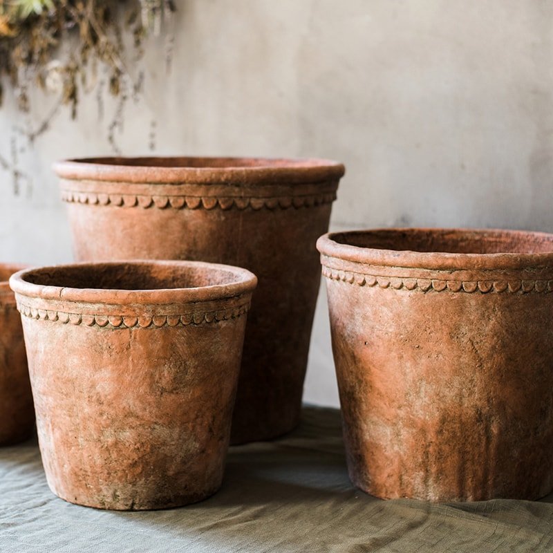 Rustic Reach Large Terracotta Red Concrete Planter Pot
