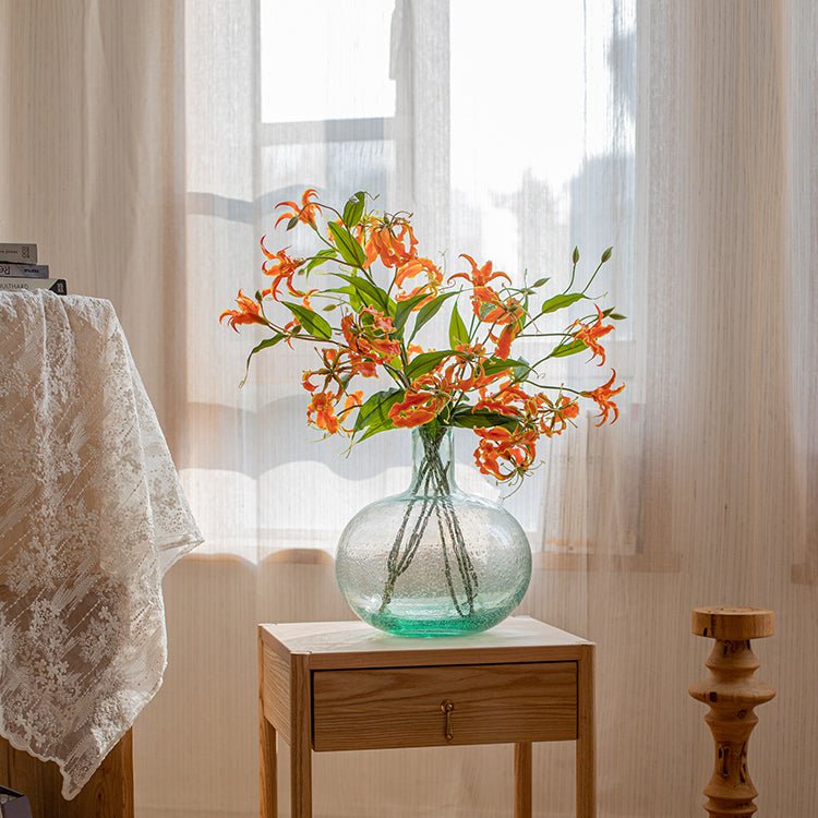 Rustic Reach Latex Coated Silk Flame Lily Stem 29" - Orange Red Yellow