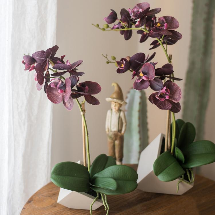 Rustic Reach Purple Orchid Artificial Plant - PEVA Real Touch Potted Arrangement