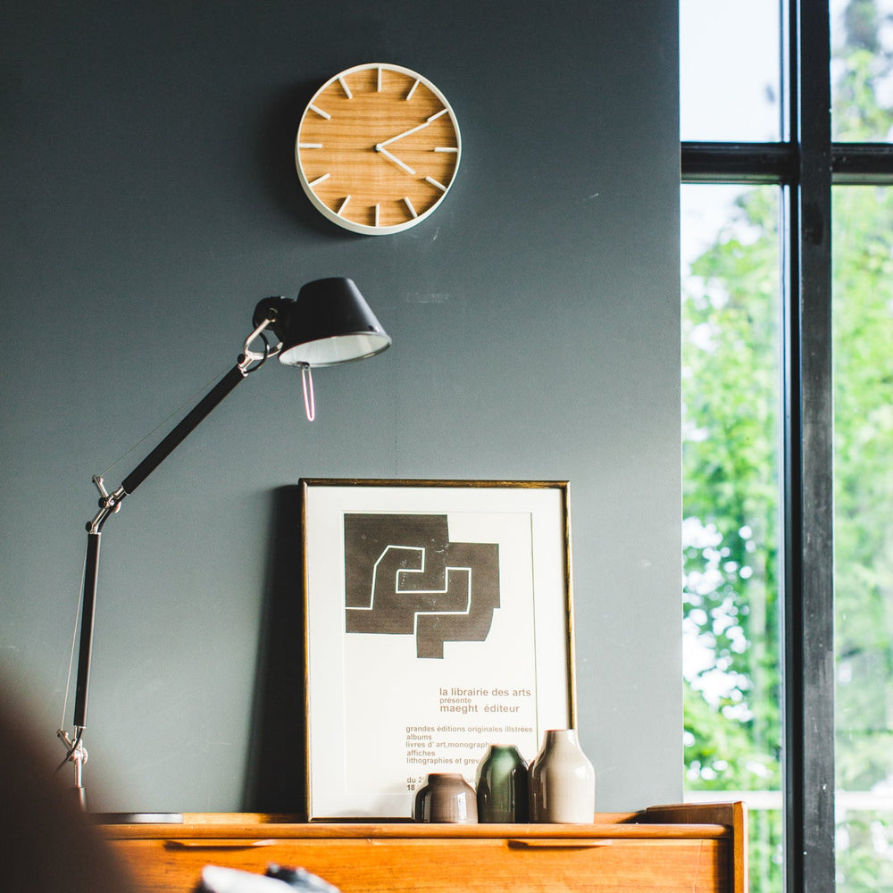 Modern Steel & Wood Wall Clock