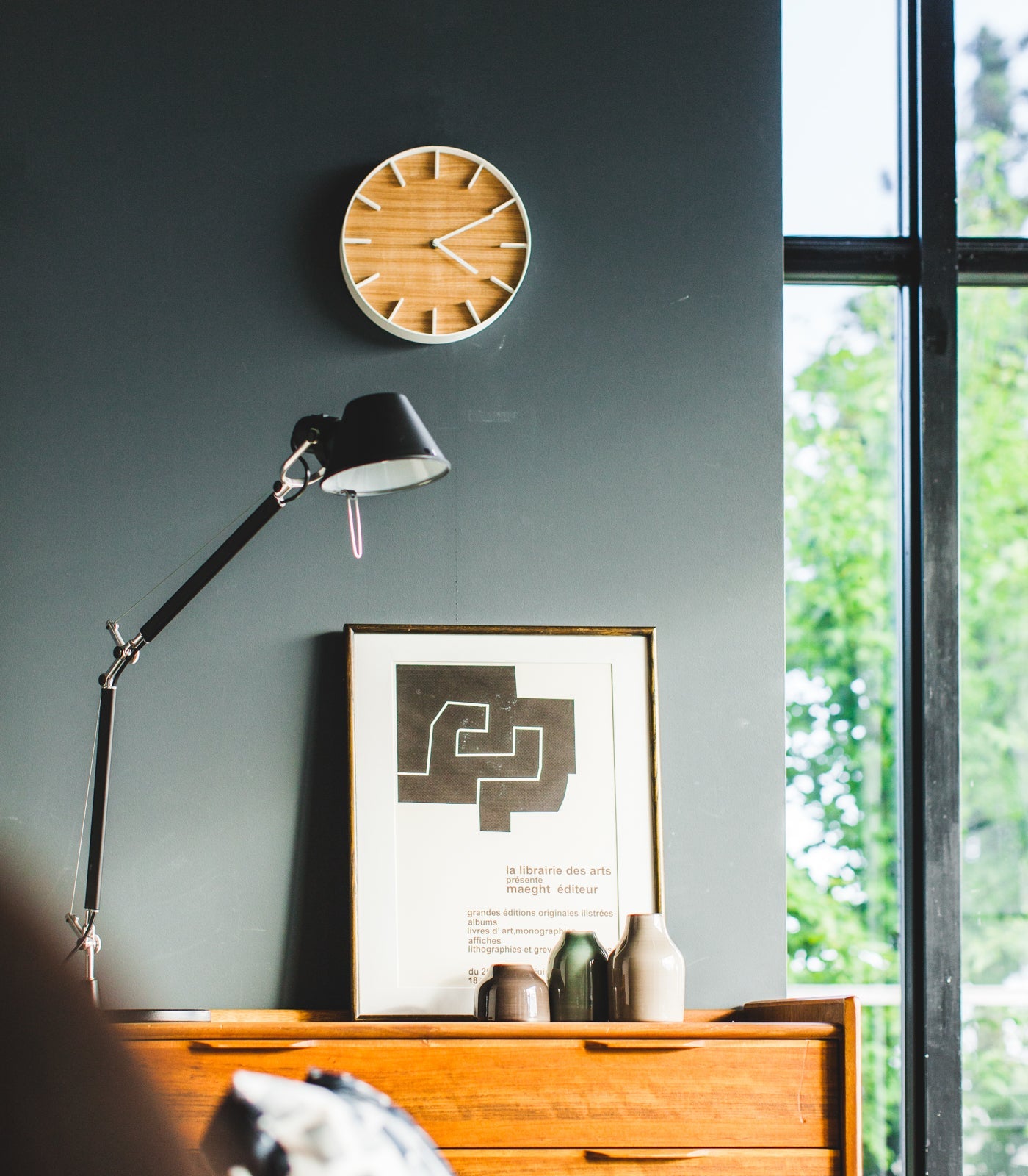 Modern Steel & Wood Wall Clock