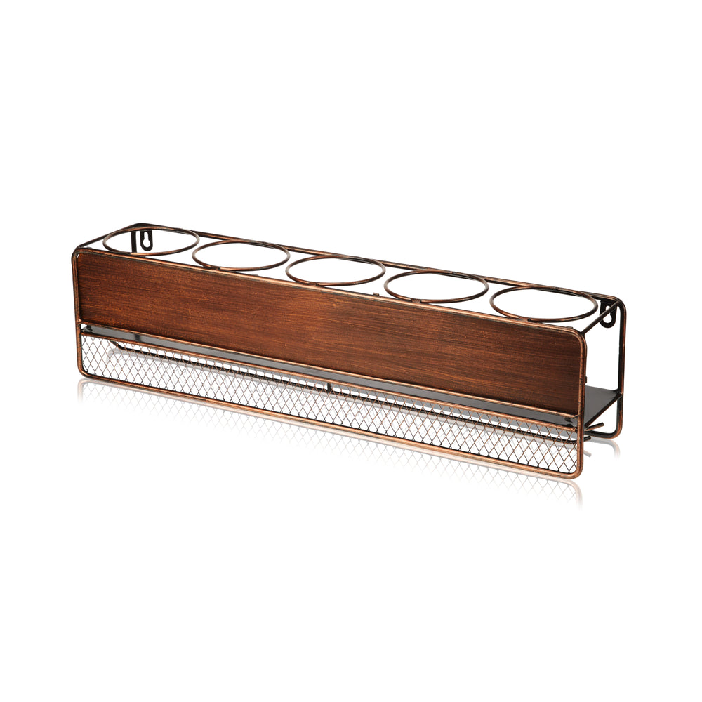 Rustic 5-Bottle Wine Shelf