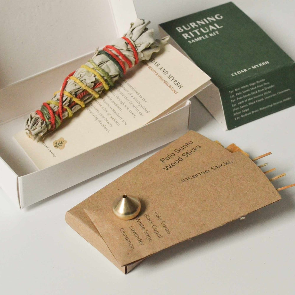 
                      
                        CEDAR AND MYRRH Sacred Burning Ritual Kit - Incense, Palo Santo & Sage - lily & onyx
                      
                    