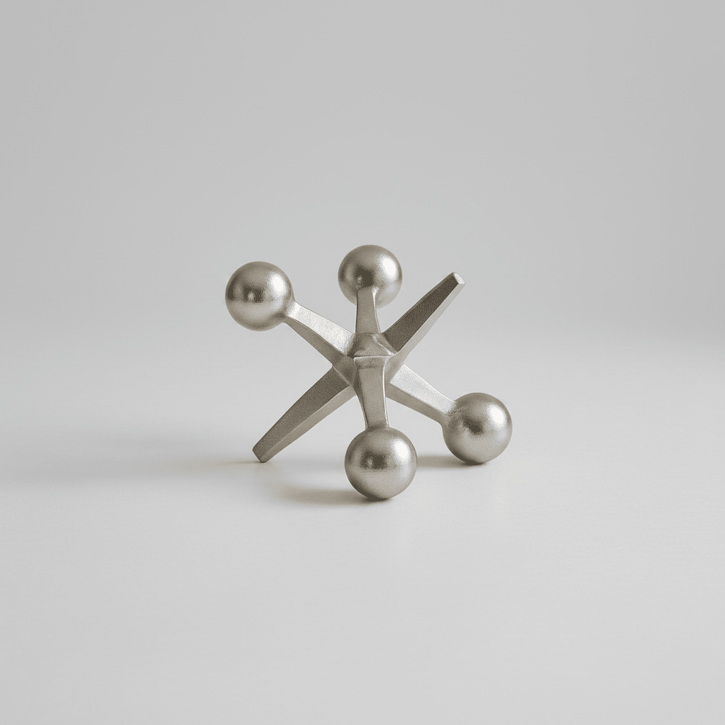 Sagebrook Home Silver Aluminum Jack Sculpture, 5" | Modern Geometric Metal Decorative Accent
